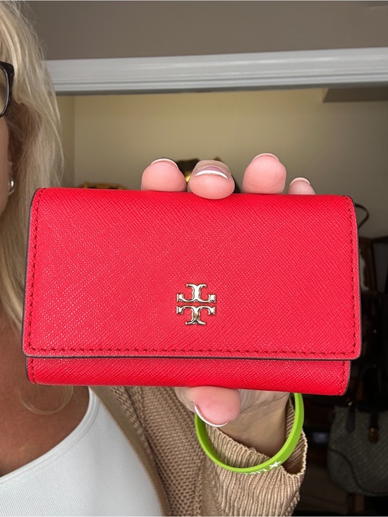 Tory Burch Handbags - NWT Tory Burch Emerson Key Case Brilliant Red Saffiano Leather Gold Hardware
